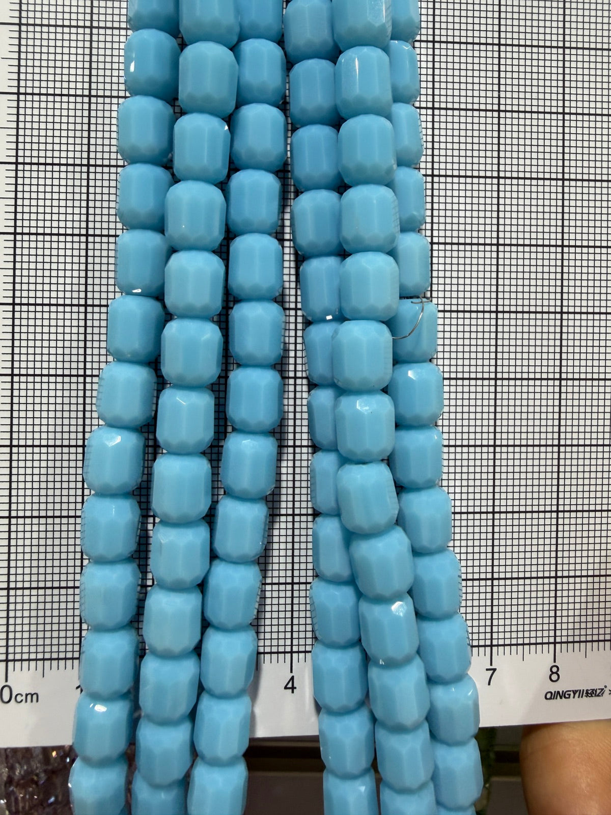 8mm High Quality Faceted Barrel Glass Beads Strand - Approx. 80 pcs - Baby Blue