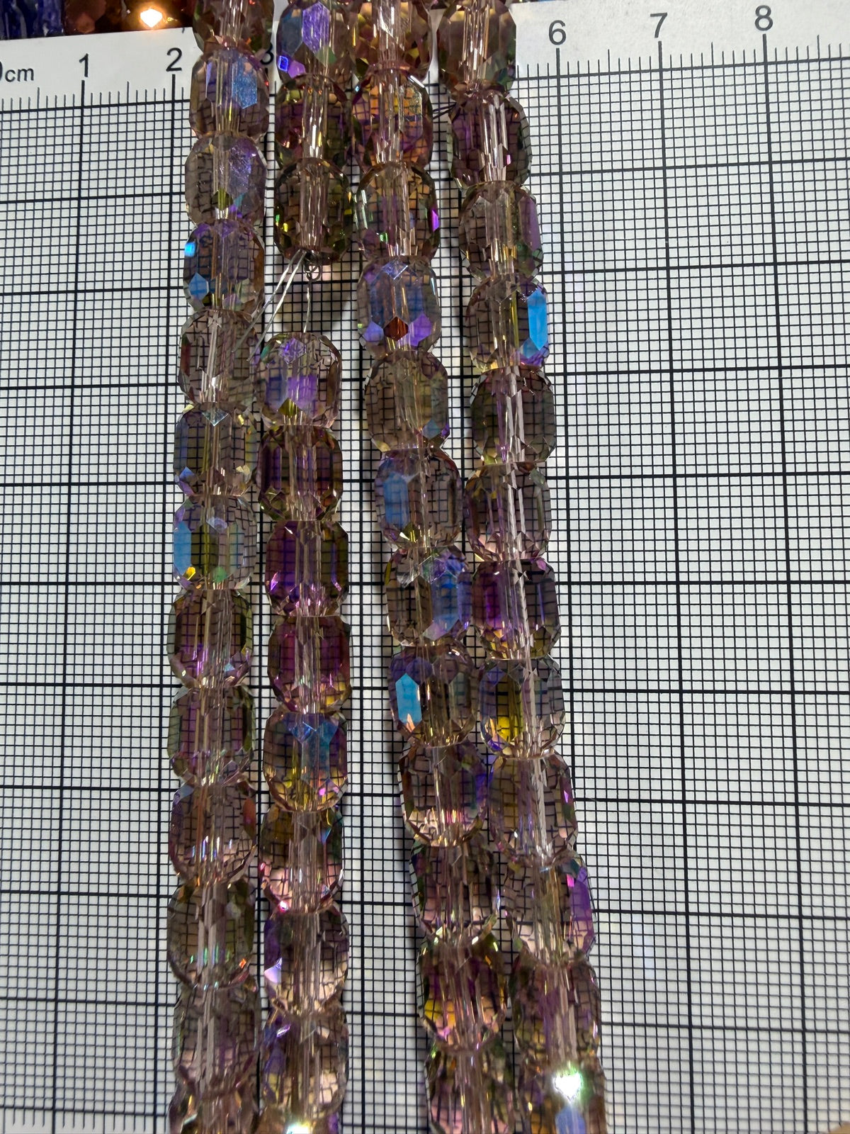 8mm High Quality Faceted Barrel Glass Beads Strand - Approx. 80 pcs - Smoky Purple AB