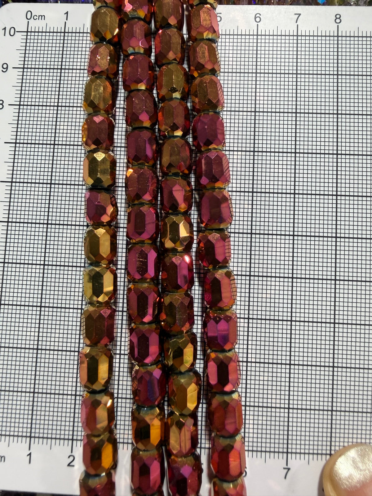 8mm High Quality Faceted Barrel Glass Beads Strand - Approx. 80 pcs - Rose Gold AB