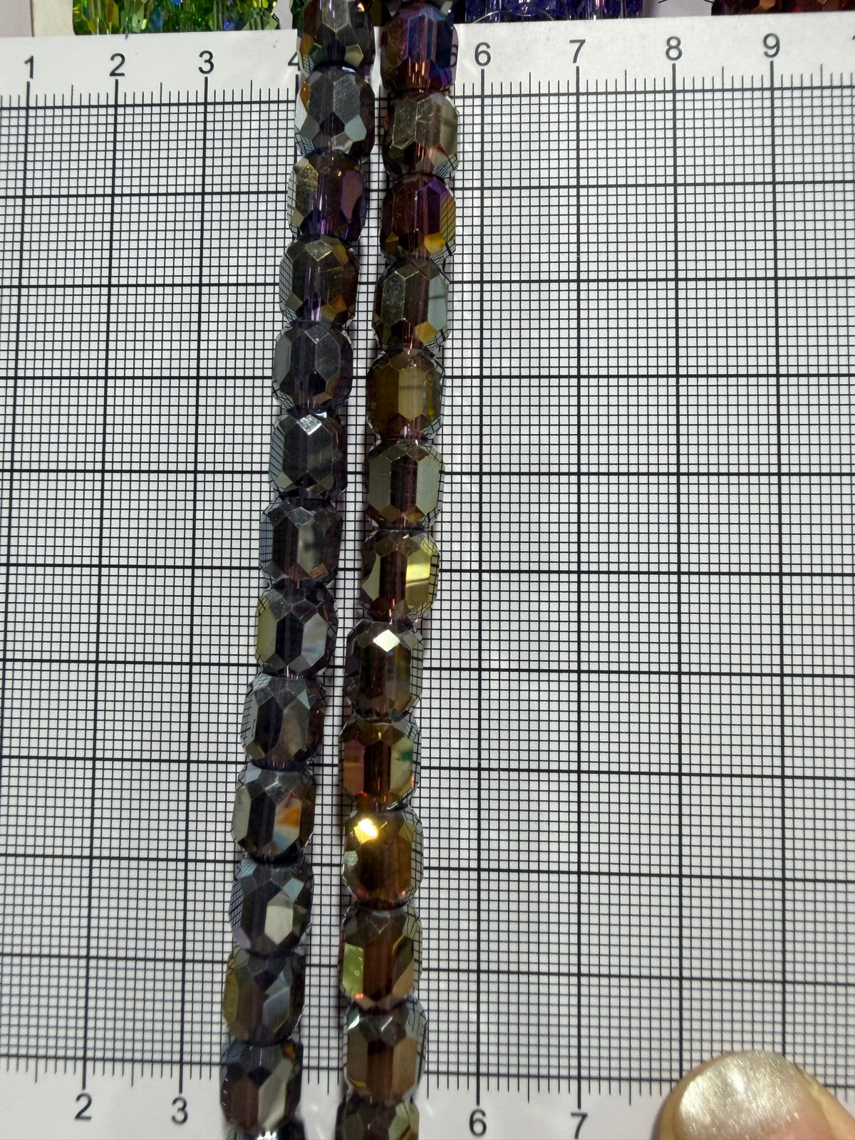 8mm High Quality Faceted Barrel Glass Beads Strand - Approx. 80 pcs - Bronze Smoky AB