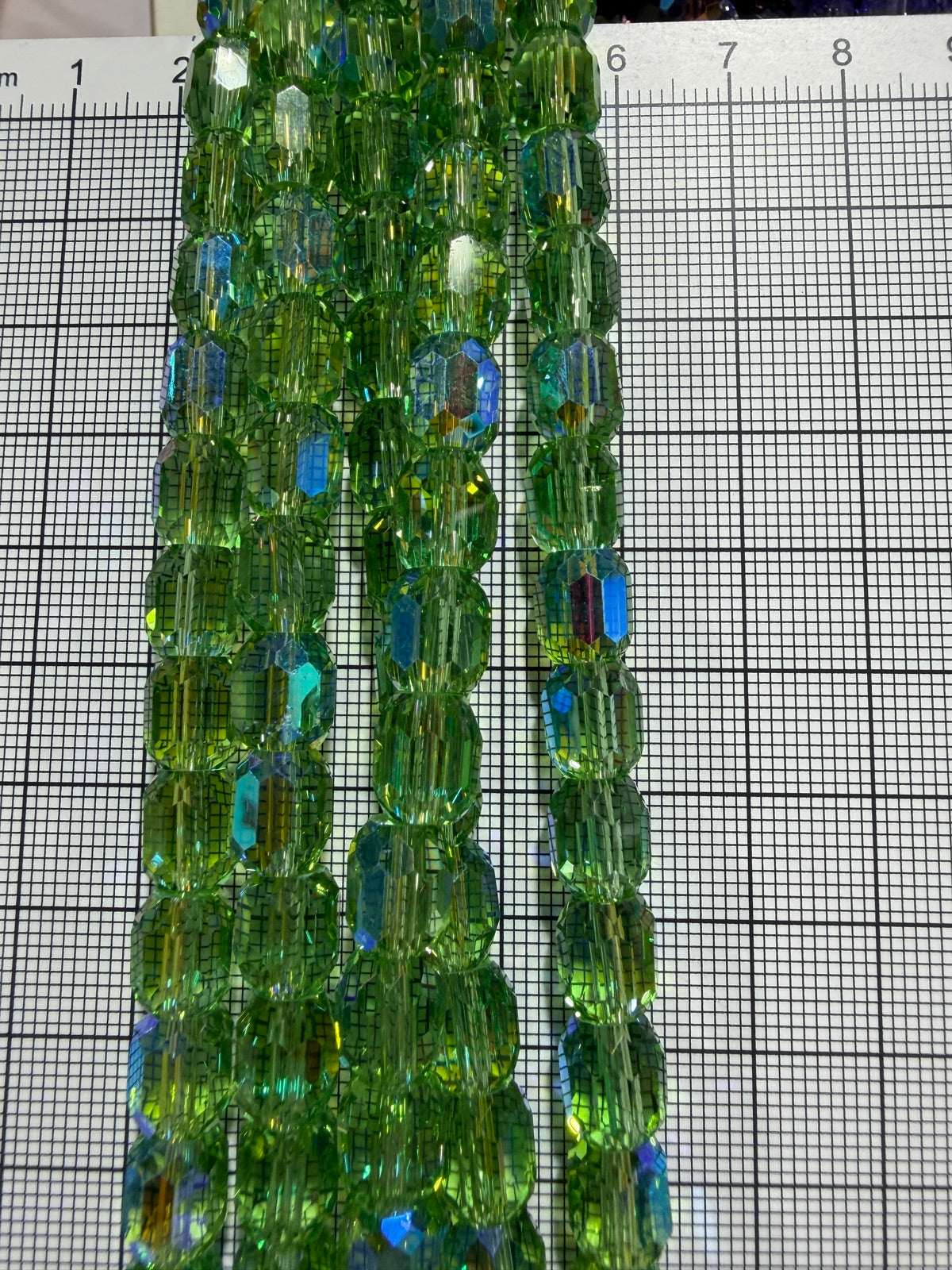8mm High Quality Faceted Barrel Glass Beads Strand - Approx. 80 pcs - Lime Green AB Style C