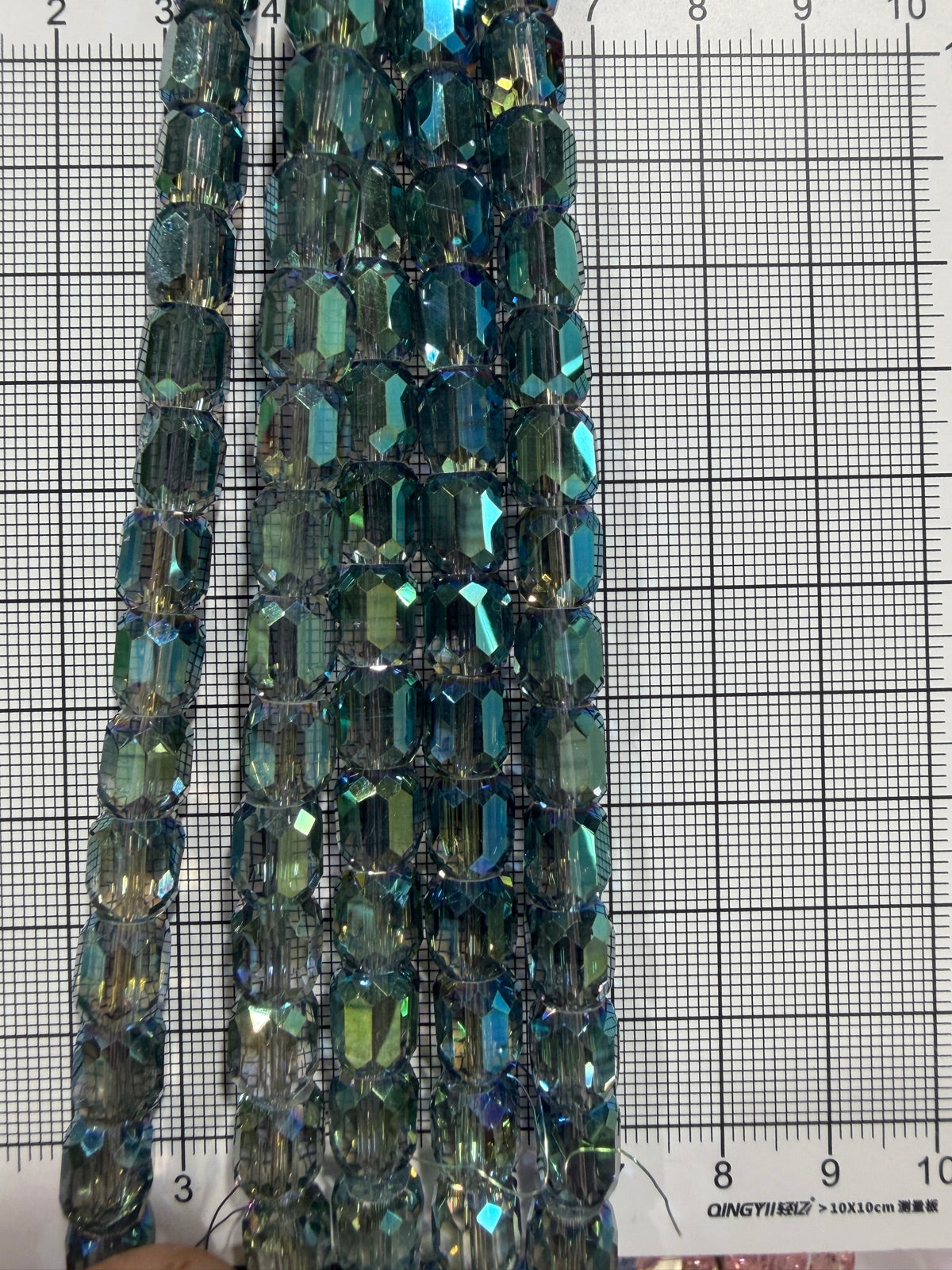8mm High Quality Faceted Barrel Glass Beads Strand - Approx. 80 pcs - Teal Blue AB