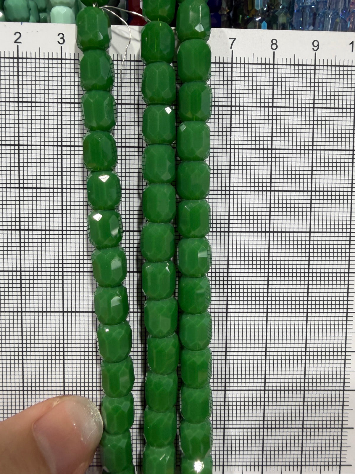 8mm High Quality Faceted Barrel Glass Beads Strand - Approx. 80 pcs - Grass Green Style B