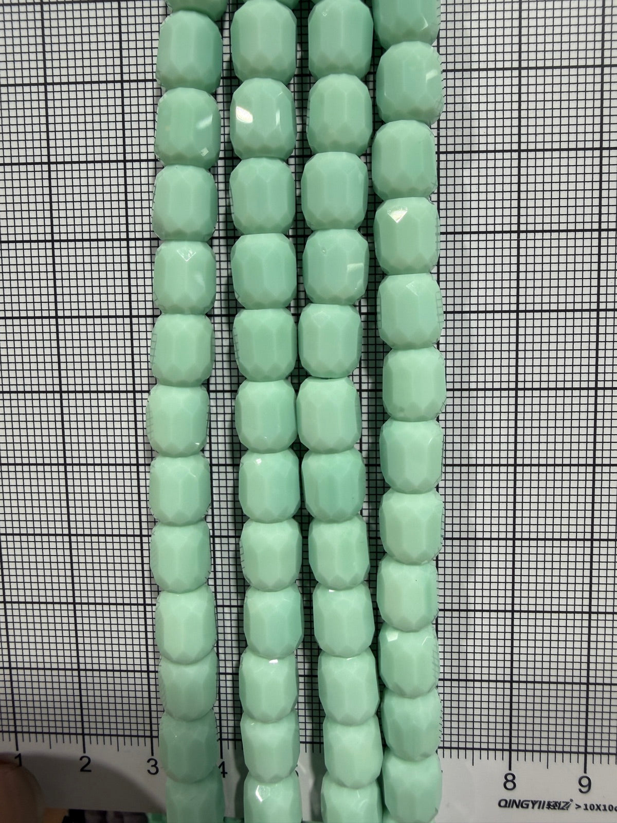 8mm High Quality Faceted Barrel Glass Beads Strand - Approx. 80 pcs - Mint Green Style A