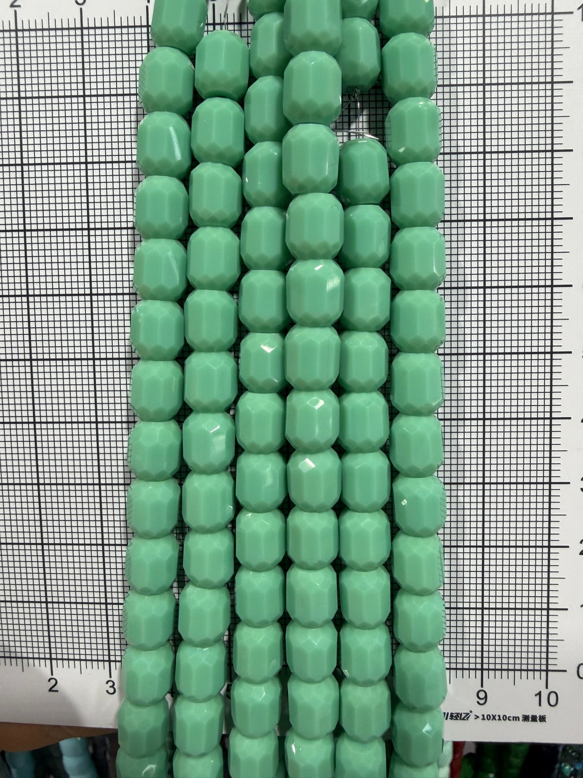 8mm High Quality Faceted Barrel Glass Beads Strand - Approx. 80 pcs - Mint Green Style B