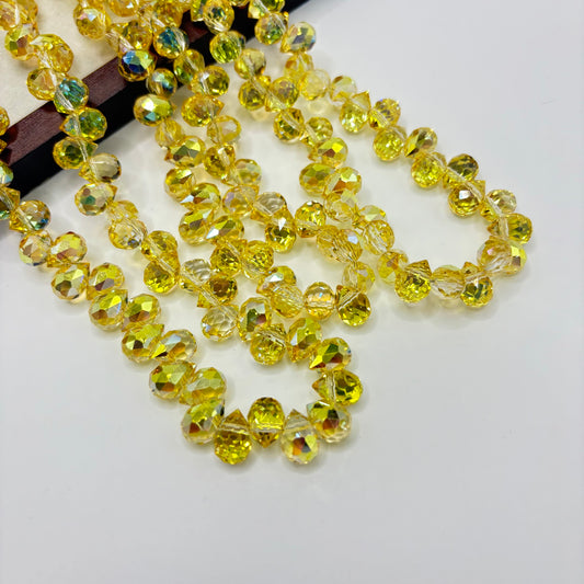 Lemon Yellow 045 fine-cut teardrop bead strand