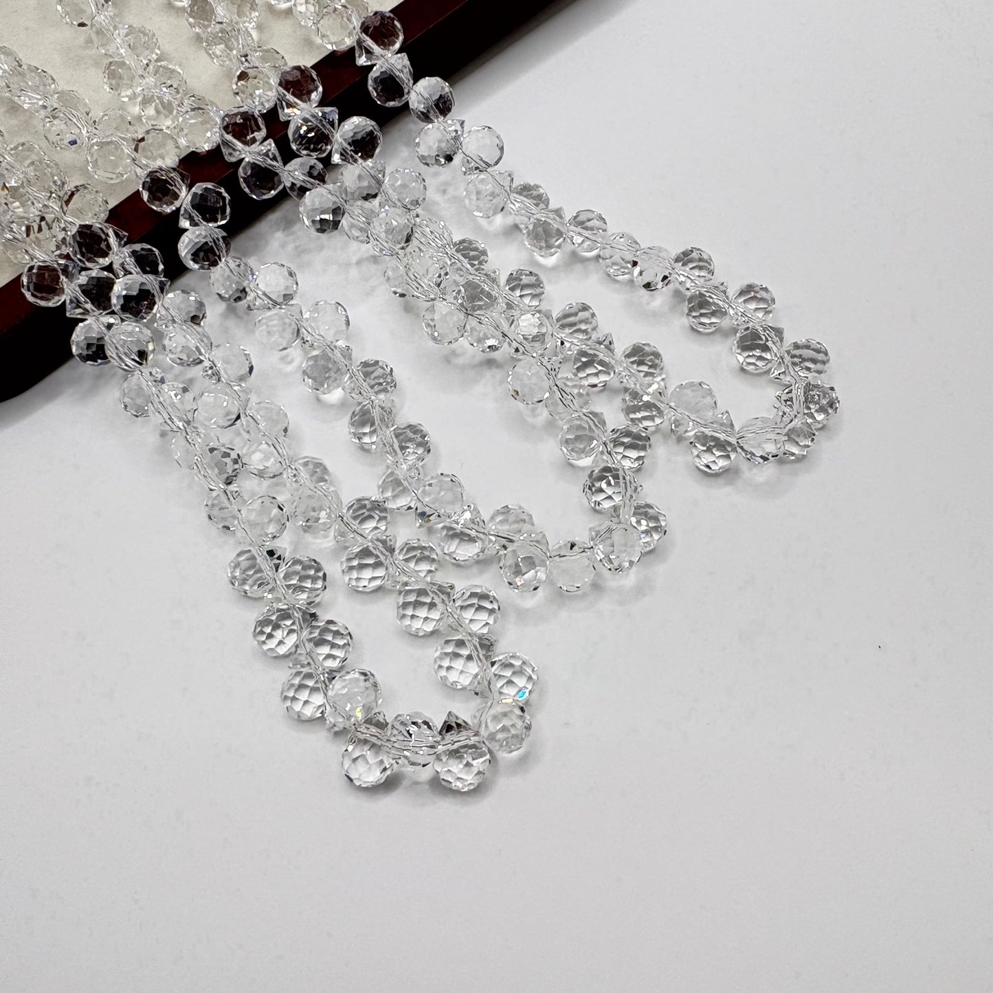 Clear Crystal 048 fine-cut teardrop bead strand