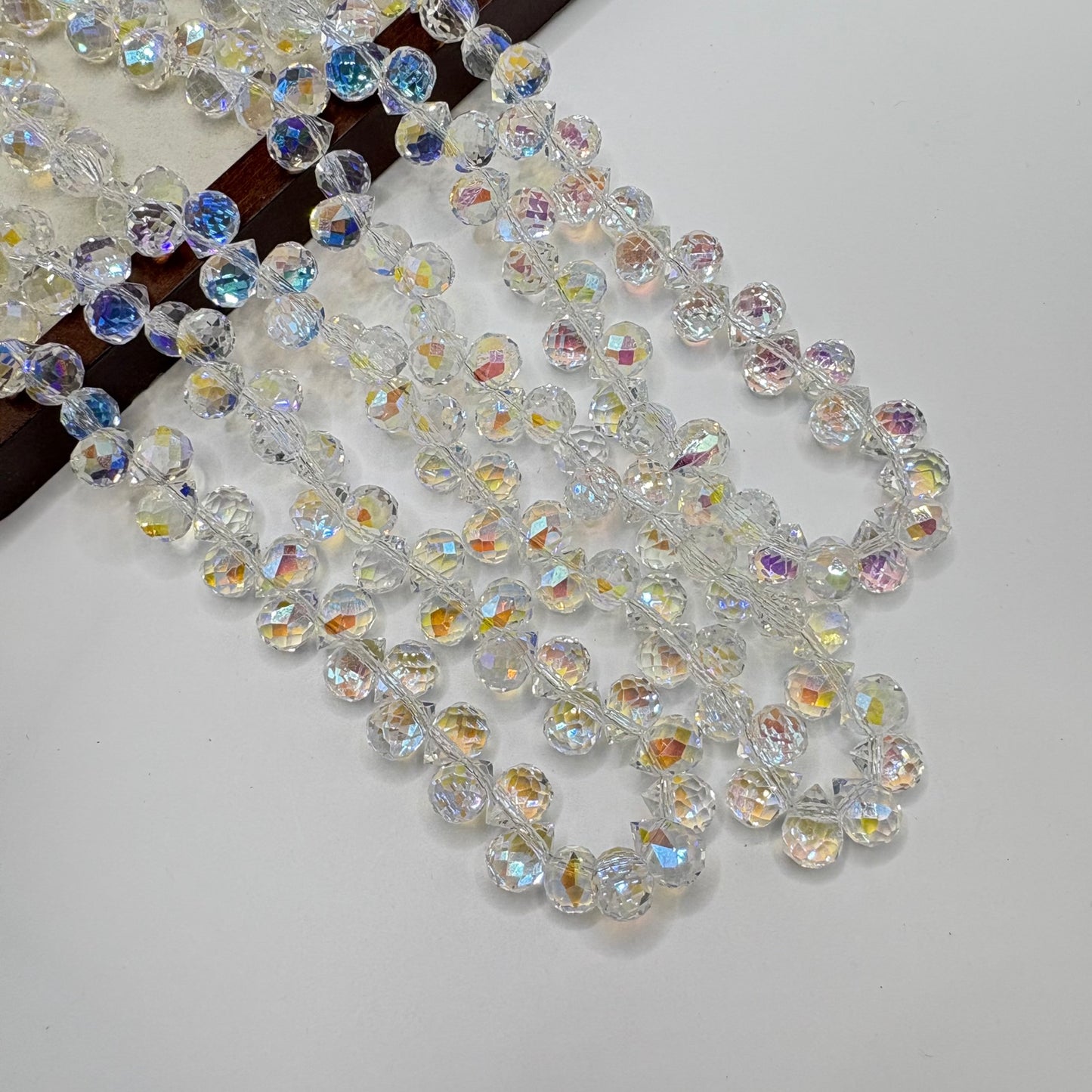 Crystal AB 051 fine-cut teardrop bead strand