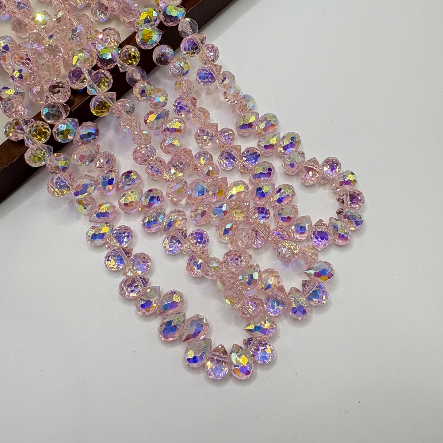 Lavender AB 065 fine-cut teardrop bead strand