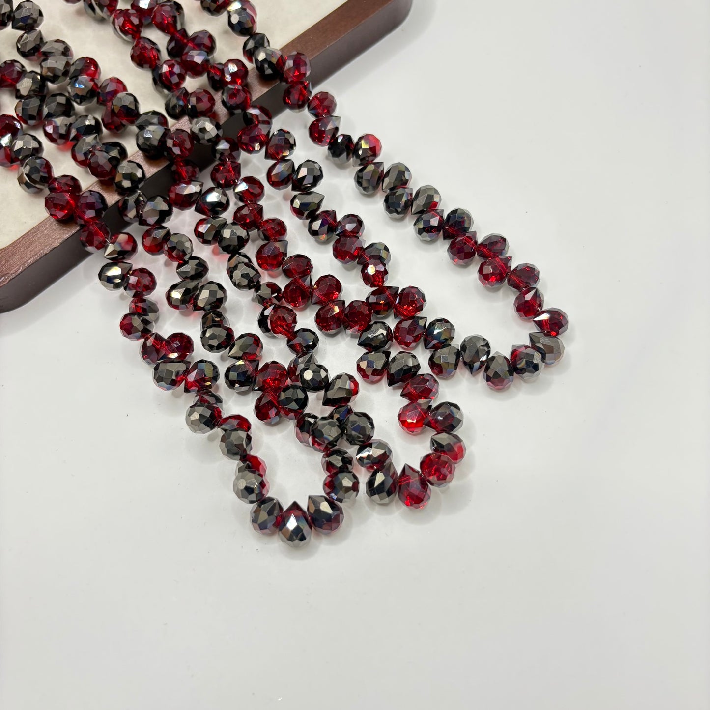 Wine Red 078 fine-cut teardrop bead strand