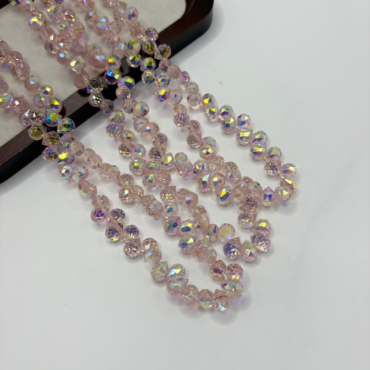 Blush Crystal 089 fine-cut teardrop bead strand