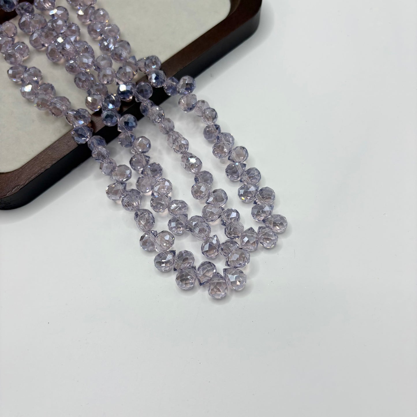 Lavender Grey 094 fine-cut teardrop bead strand