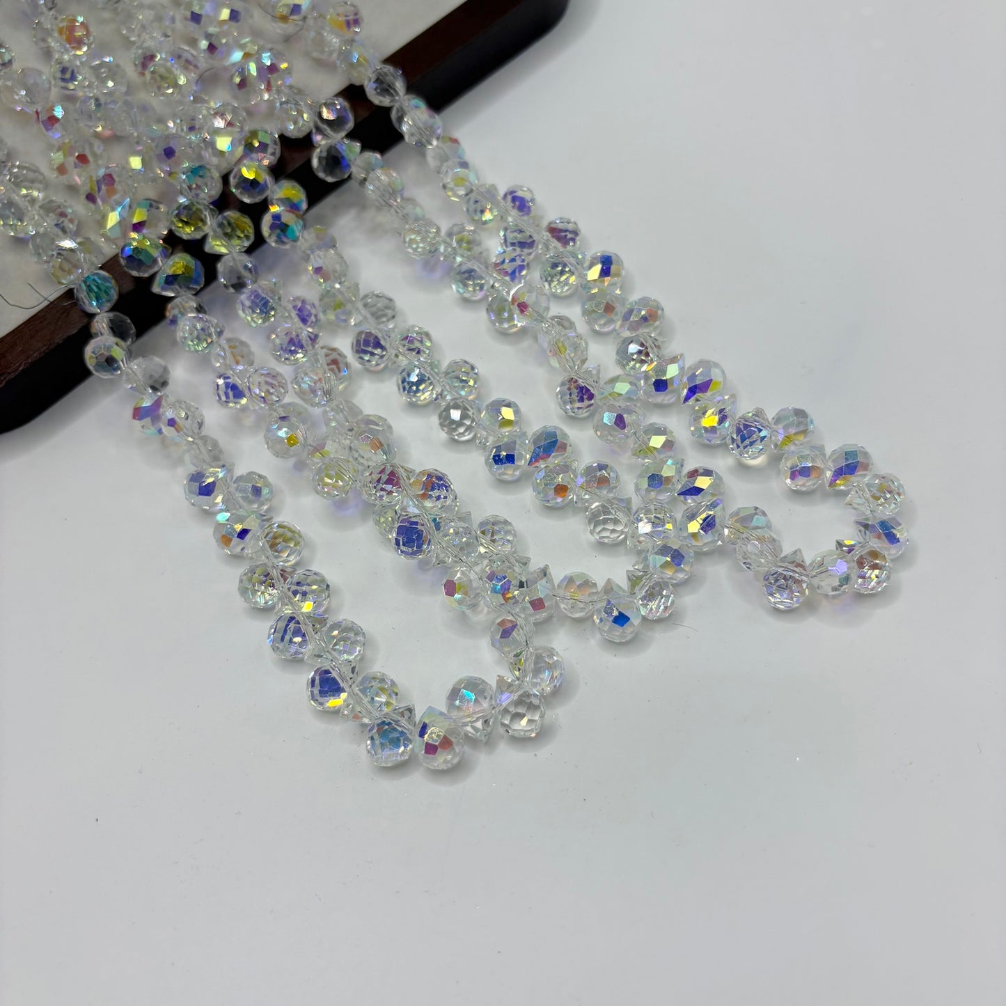 Crystal Clear AB 103 fine-cut teardrop bead strand